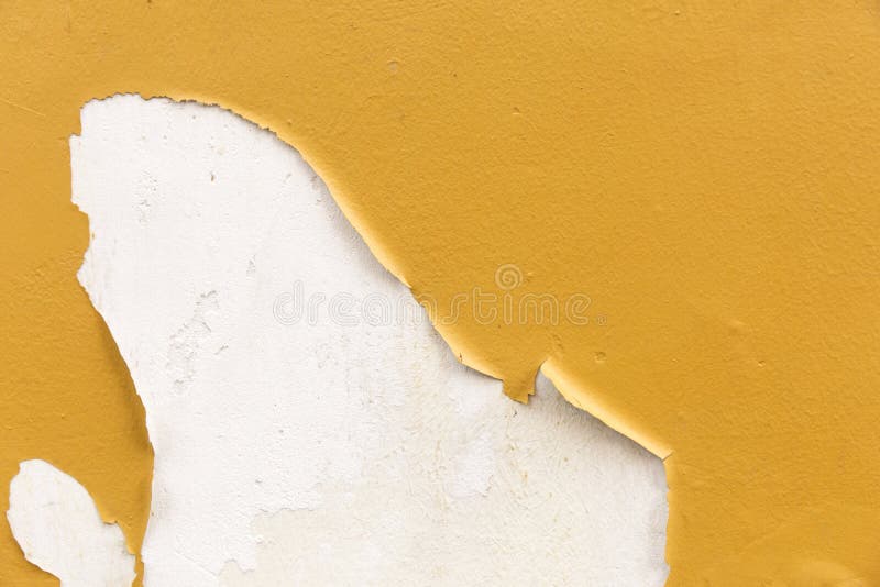 Grunge Wall with Peeling Yellow Paint Texture. Stock Image Image of