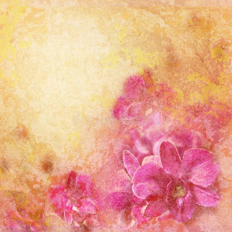 Grunge wooden texture with floral background