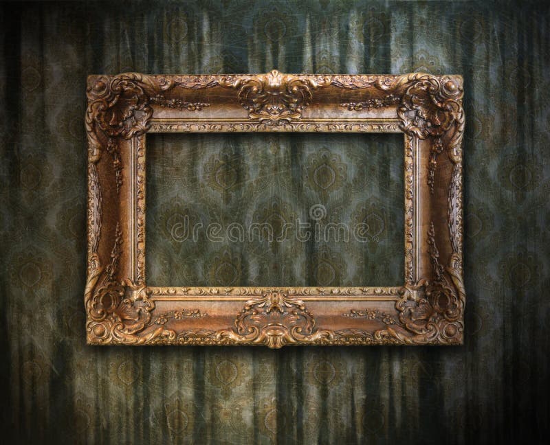 Grungy antique wallpaper background with frame. Grungy antique wallpaper background with frame