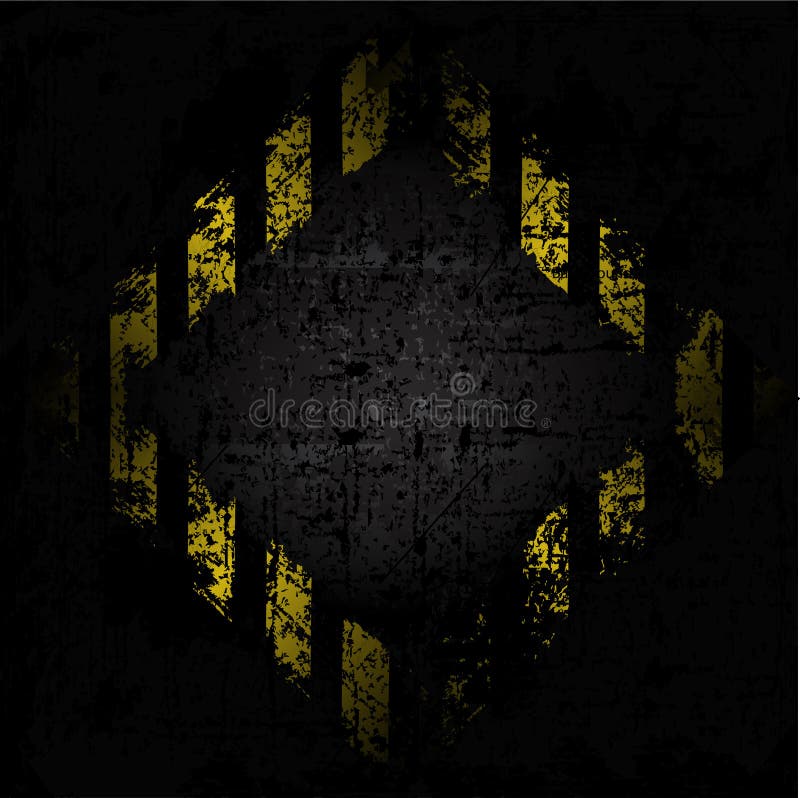Grungy bakgrundstextur för vektor av den gamla väggen med diamantdesign med svarta och gula linjer