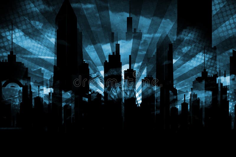 Grungy City Skyline Background Stock Illustration - Illustration of  darkness, spooky: 40875928