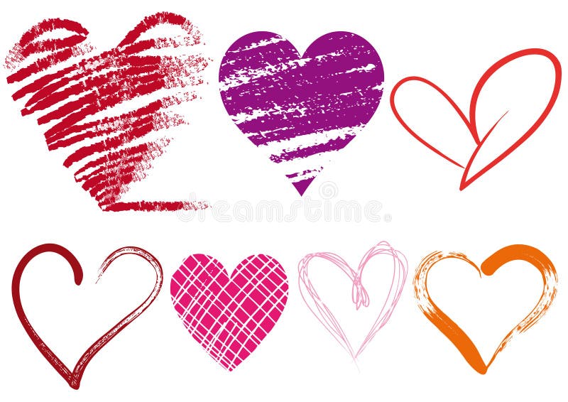 Grungy hearts, vector