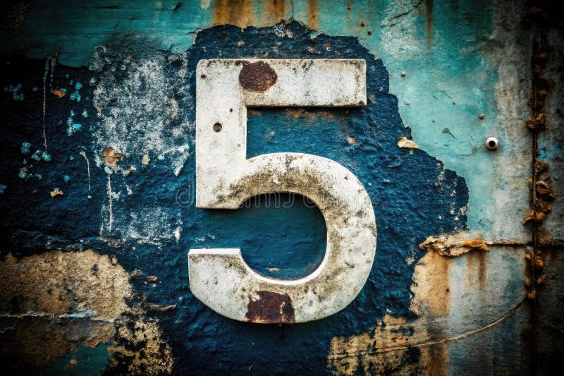 A Grungy Miniature Masterpiece Digit Five in a Distressed TiltShift Photography Style royalty free illustration