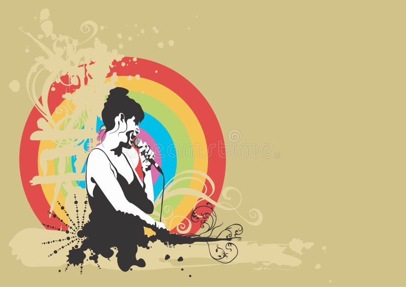 Grungy illustration of a woman singing. Woman singing vectors