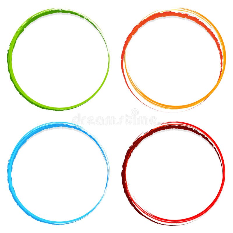 Grungy, textured circles - Colorful circles with splattered pain vector illustration