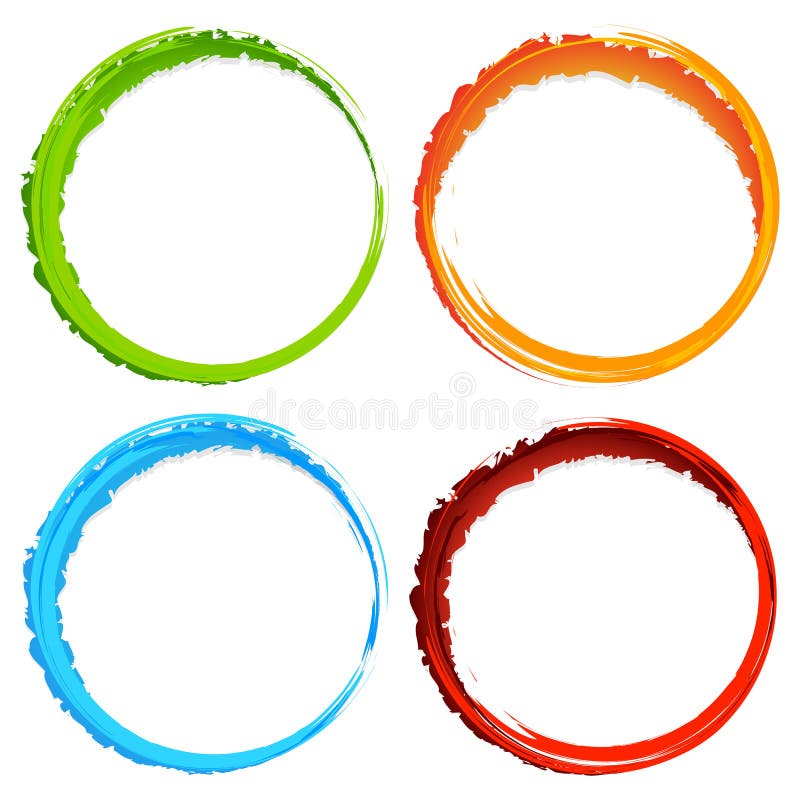 Grungy, textured circles - Colorful circles with splattered pain vector illustration