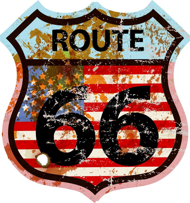Grungy 66 trasy drogowy znak ilustracja wektor Grungy 66 trasy drogowy znak ilustracja wektor