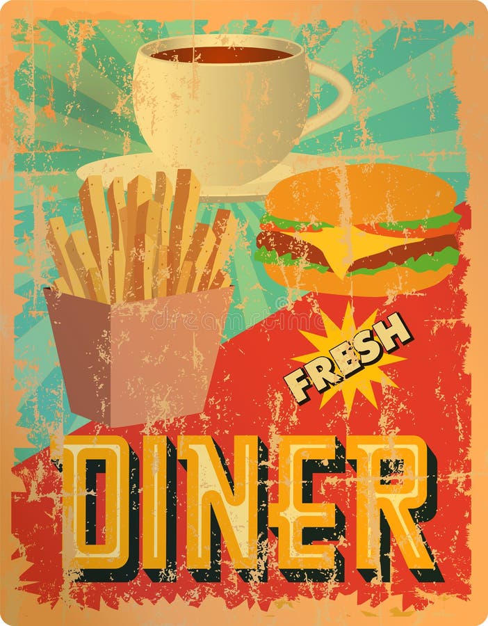 american style diner food clipart