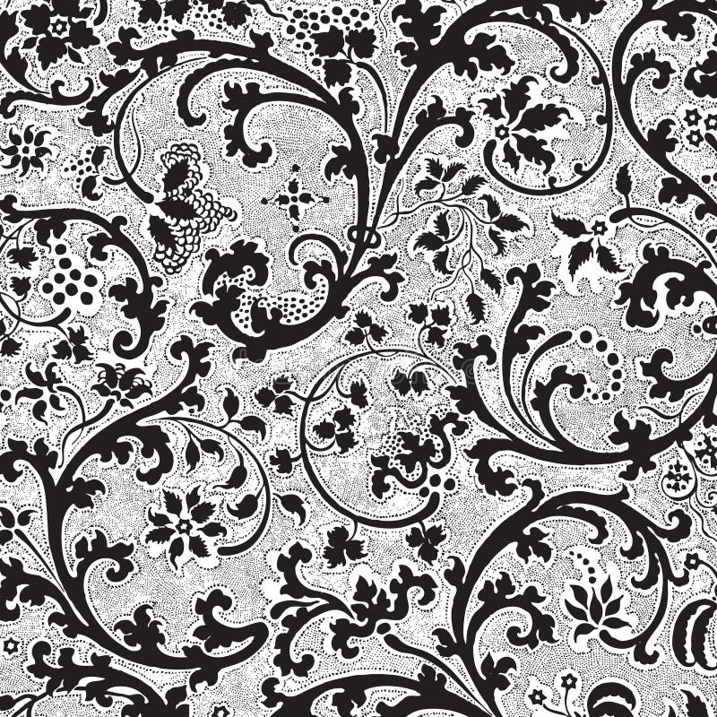 Grungy vintage floral damask scrapbook background stock illustration