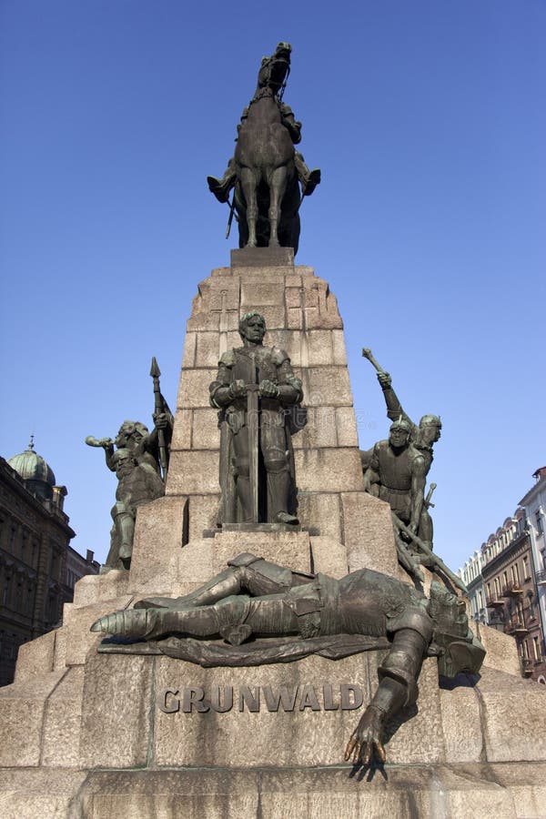 Grunwald Statue - Krakau - Polen lizenzfreie stockfotografie Grunwald Statue - Krakau - Polen lizenzfreie stockfotografie