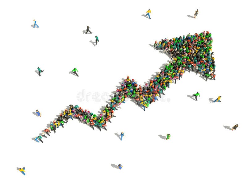 Grup de persoane adunate în formă de grafic în creștere royalty free illustration