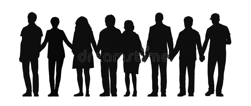 Grup de persoane care țin de mână silueta 3 royalty free illustration