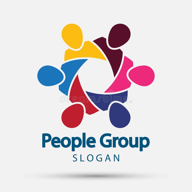 Grup patru persoane se ghidează de mână într-un ilustrator de rețea circulară royalty free illustration