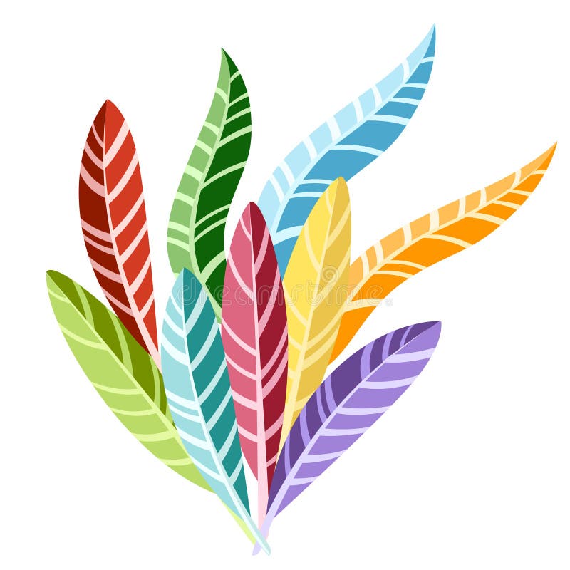 Grupa barwioni jaskrawi piórka Płaska Wektorowa ilustracja Odizolowywająca na Białym tle ilustracja wektor Grupa barwioni jaskrawi piórka Płaska Wektorowa ilustracja Odizolowywająca na Białym tle ilustracja wektor