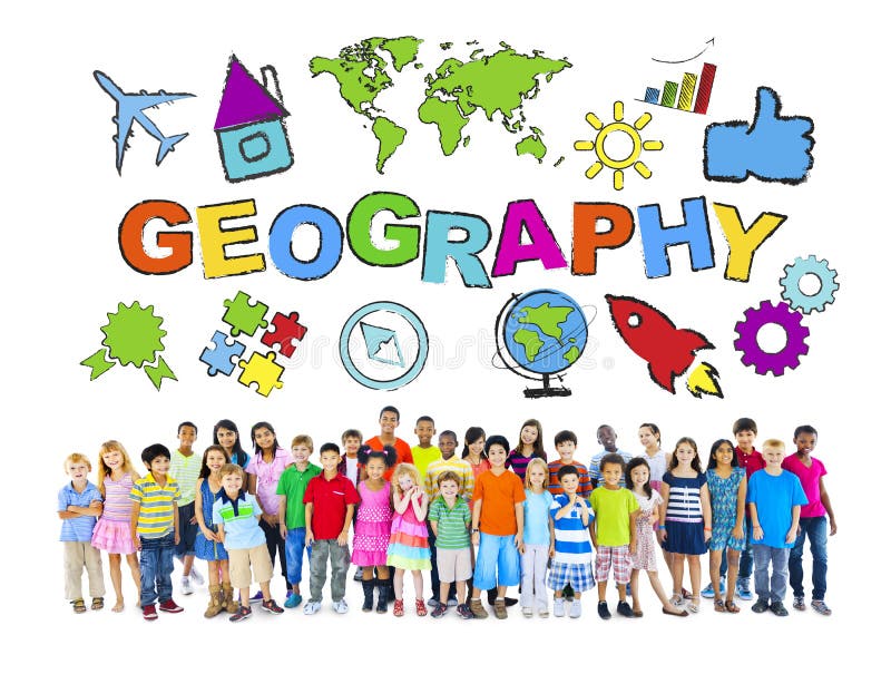 Grupa dzieci i geografii pojęcie