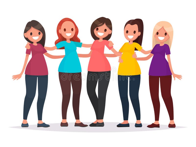 Grupa kobiety ściska Żeńska przyjaźń Wektorowy illustrati ilustracji Grupa kobiety ściska Żeńska przyjaźń Wektorowy illustrati ilustracji