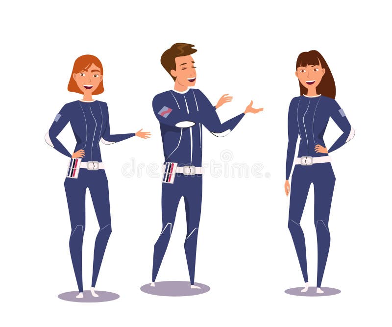 Grupa kosmicznych odkrywców - płaski wektor ilustracja wektor