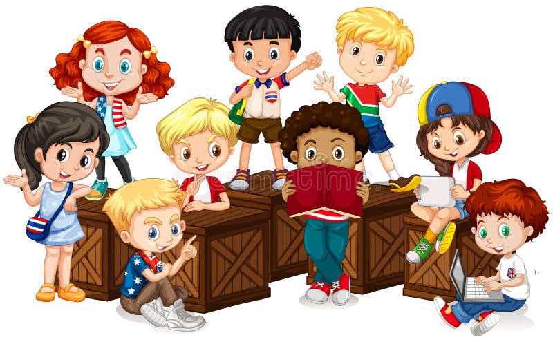 Grupa międzynarodowi dzieci ilustracji Grupa międzynarodowi dzieci ilustracji