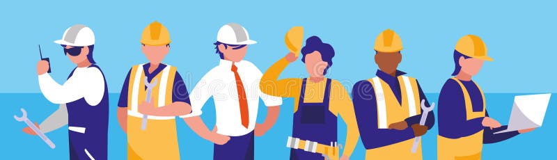 Grupa pracowników industrials avatar charakter ilustracji Grupa pracowników industrials avatar charakter ilustracji