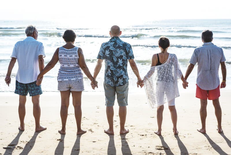 Group of seniors on the beach. Group of seniors on the beach