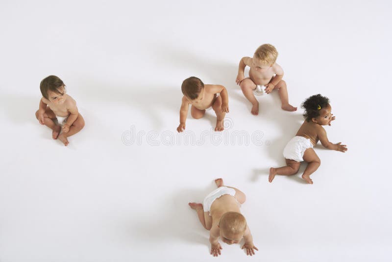 Group of multiethnic babies isolated on white background. Group of multiethnic babies isolated on white background