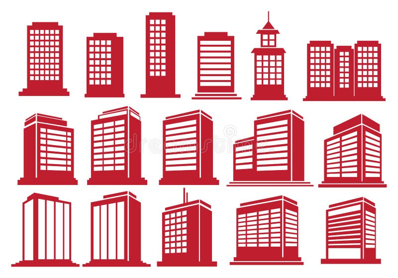 Vector illustration of the modern high rise buildings in various perspective views and designs. Vector illustration of the modern high rise buildings in various perspective views and designs