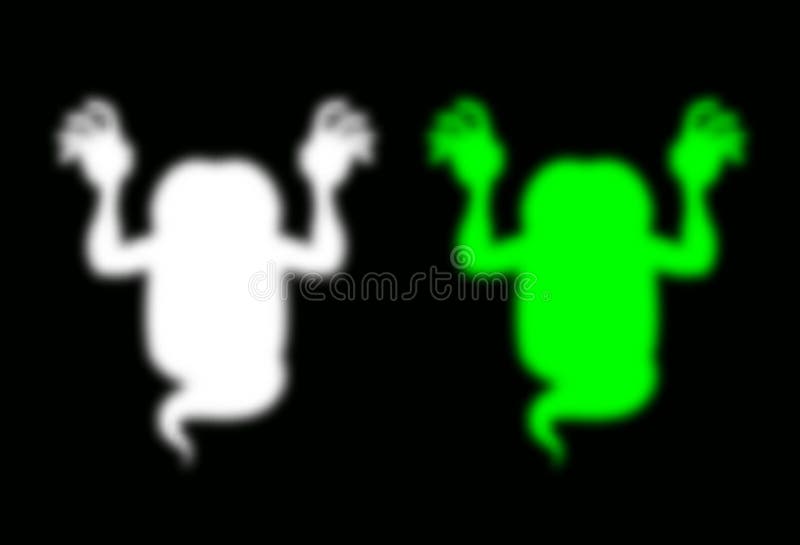 Grupo assustador do fantasma Verde e branco horrívels do susto Pondo em fase o monstro ilustração do vetor Grupo assustador do fantasma Verde e branco horrívels do susto Pondo em fase o monstro ilustração do vetor
