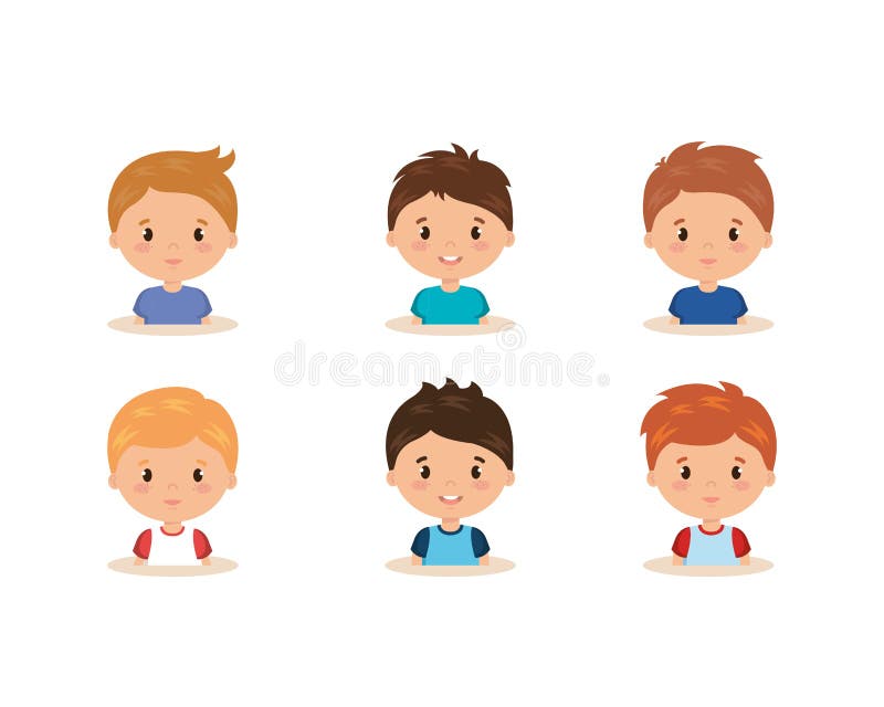 Grupo bonito e dos rapazes pequenos ilustração stock Grupo bonito e dos rapazes pequenos ilustração stock