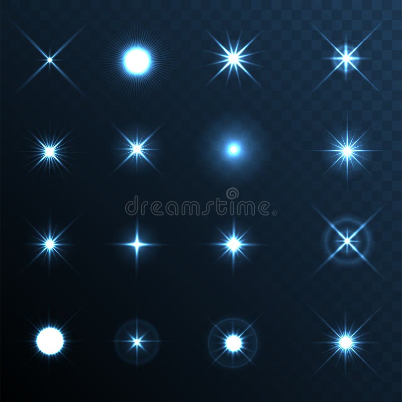 Light Glow Flare Stars Effect Set. Vector. Light Glow Flare Stars Effect Set. Vector