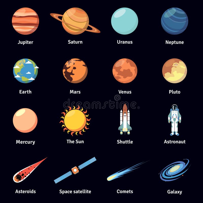 Grupo Colorido Do ícone Do Cosmos Ilustração do Vetor Ilustração de