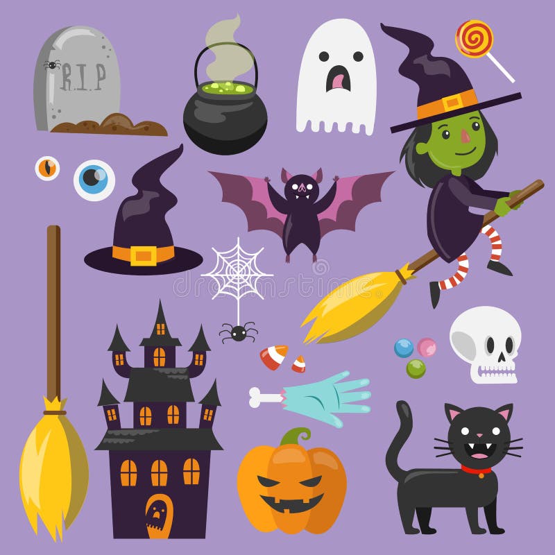 Conjunto De Halloween, Desenho De Linha De Halloween Ilustração Stock -  Ilustração de noite, partido: 159669825