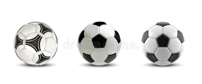Grupo da bola de futebol do vetor Bolas de futebol realísticas da árvore ou bolas do futebol no fundo branco ilustração do vetor Grupo da bola de futebol do vetor Bolas de futebol realísticas da árvore ou bolas do futebol no fundo branco ilustração do vetor
