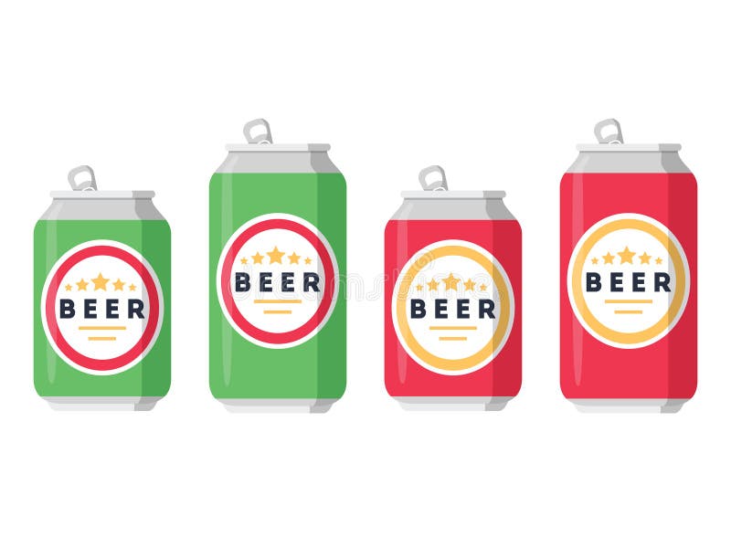 Grupo da cerveja Uma coleção de latas de cerveja em cores diferentes em um fundo branco Isolado em um estilo liso na moda ilustração stock Grupo da cerveja Uma coleção de latas de cerveja em cores diferentes em um fundo branco Isolado em um estilo liso na moda ilustração stock