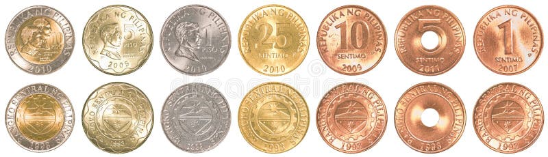 Grupo da coleção de moedas do peso de Filipinas imagem de stock royalty free Grupo da coleção de moedas do peso de Filipinas imagem de stock royalty free