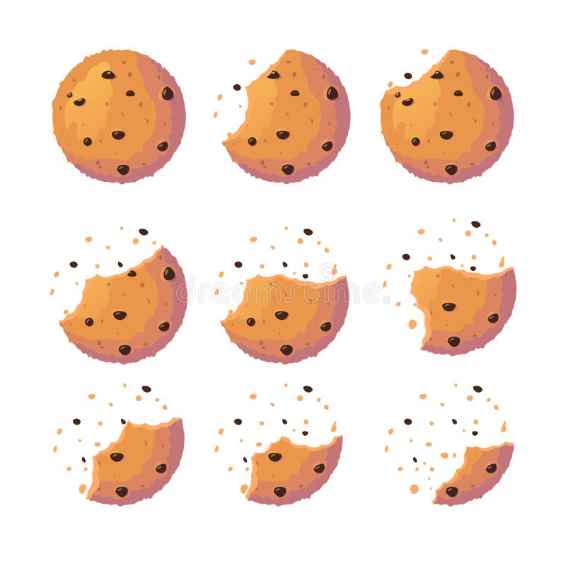 Grupo da cookie pronto para a anima??o Biscoito doce com fragmentos do esmagamento Ilustra??o lisa do vetor do biscoito isolada n ilustração do vetor Grupo da cookie pronto para a anima??o Biscoito doce com fragmentos do esmagamento Ilustra??o lisa do vetor do biscoito isolada n ilustração do vetor