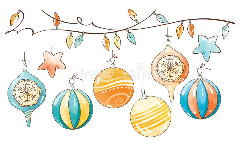 Grupo da decoração do Natal ilustração stock Grupo da decoração do Natal ilustração stock