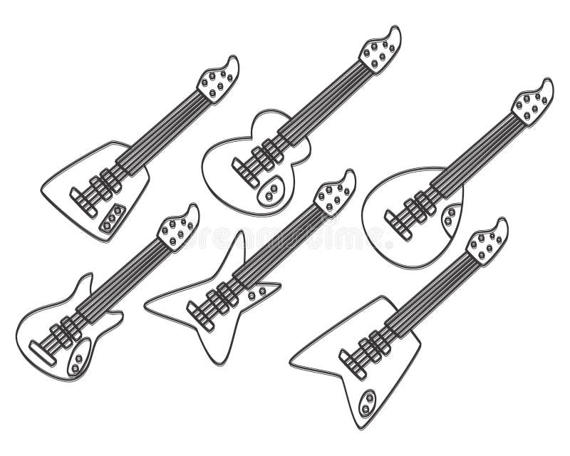 Grupo da guitarra da tração da mão ilustração royalty free Grupo da guitarra da tração da mão ilustração royalty free