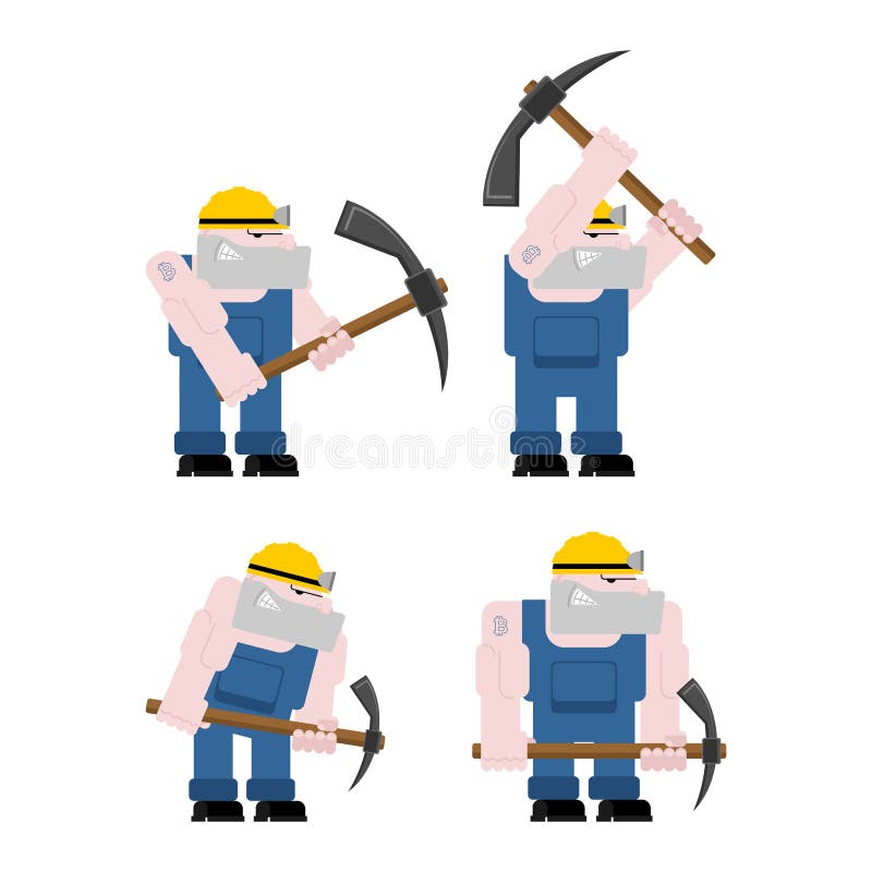 Grupo da mineração do trabalhador do mineiro mineiro com picareta O Pitman está no trabalho ilustração do vetor Grupo da mineração do trabalhador do mineiro mineiro com picareta O Pitman está no trabalho ilustração do vetor