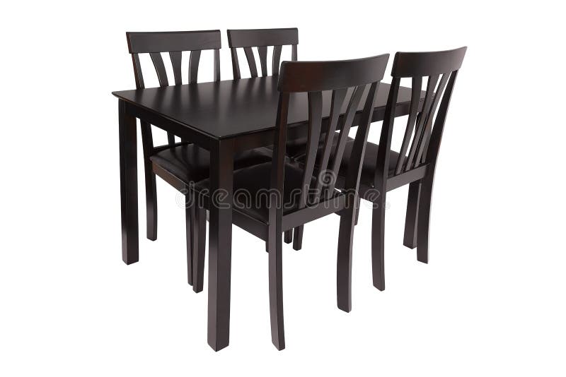 Grupo da mobília da sala de jantar de tabela e de quatro cadeiras Mobília de jantar elegante para a sala de visitas ou a cozinha, imagens de stock royalty free Grupo da mobília da sala de jantar de tabela e de quatro cadeiras Mobília de jantar elegante para a sala de visitas ou a cozinha, imagens de stock royalty free