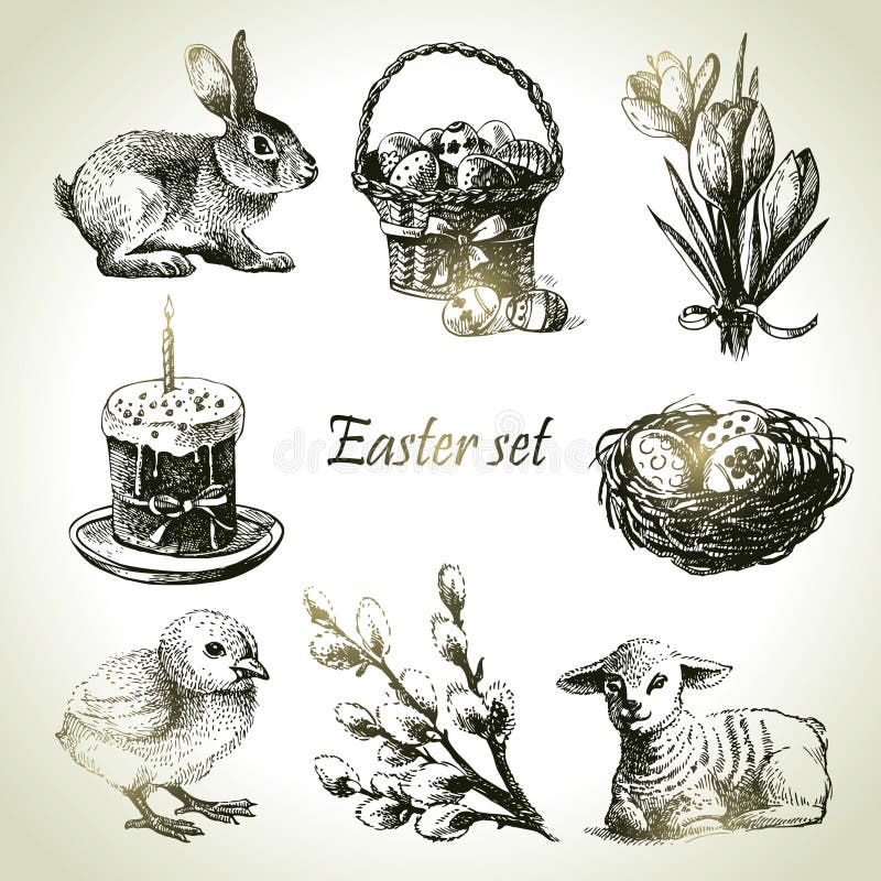 Grupo da Páscoa ilustração royalty free Grupo da Páscoa ilustração royalty free