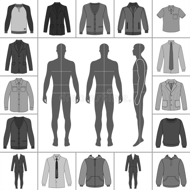 Grupo da roupa do ` s dos homens ilustração royalty free Grupo da roupa do ` s dos homens ilustração royalty free