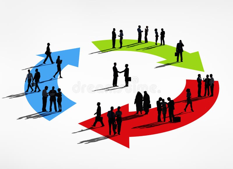 Grupo da silhueta de executivos do conceito do ciclo ilustração do vetor Grupo da silhueta de executivos do conceito do ciclo ilustração do vetor