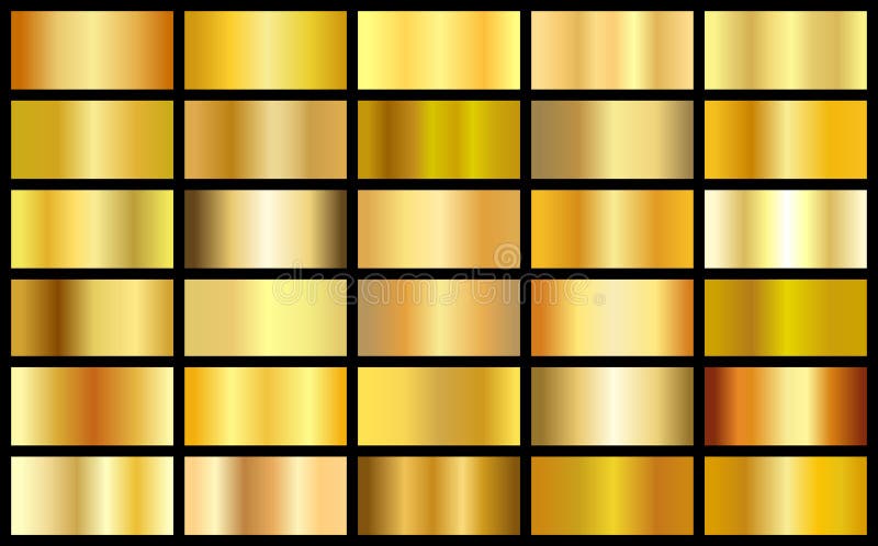 Grupo da textura realística do metal do ouro de fundos sem emenda do vetor do quadrado do inclinação