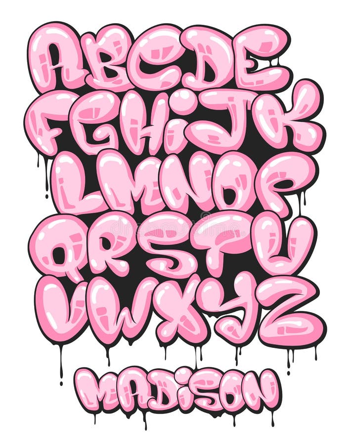 Grupo dado forma bolha do alfabeto dos grafittis