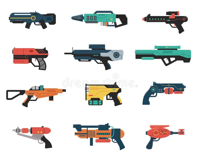 Armas Futuristas Para Jogos. Armas Laser Do Futuro. Blasters Espaciais.  Pistolas Futuristas Espingardas De Assalto Ilustração do Vetor - Ilustração  de injetor, elemento: 271398966