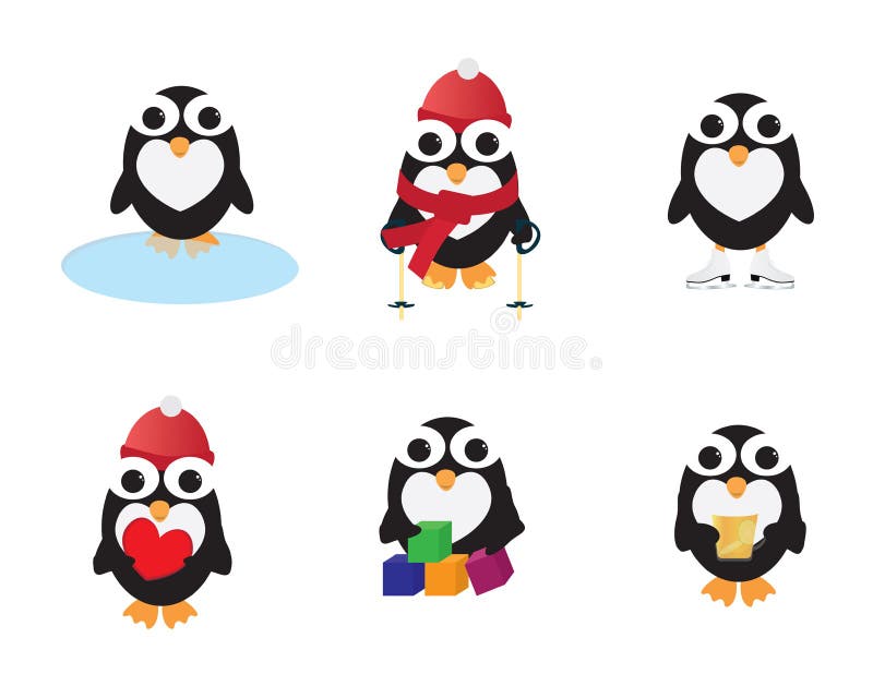 Grupo de atividades diferentes dos pinguins bonitos ilustração stock Grupo de atividades diferentes dos pinguins bonitos ilustração stock