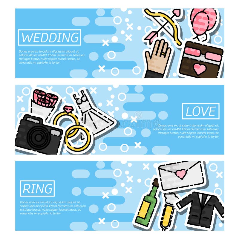 Grupo de bandeiras horizontais sobre o casamento ilustração do vetor Grupo de bandeiras horizontais sobre o casamento ilustração do vetor