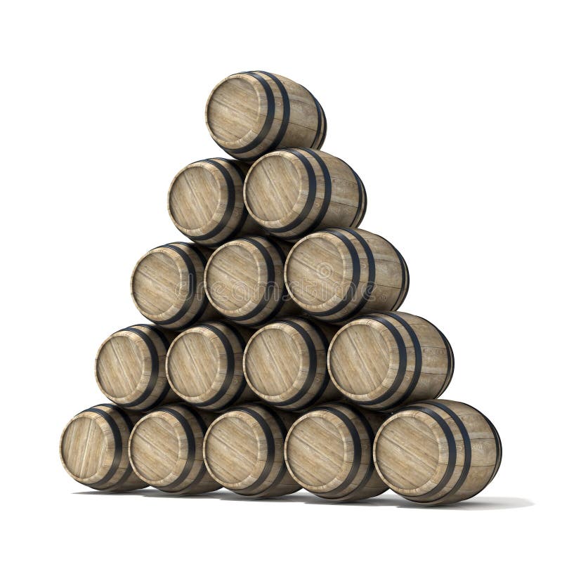 Grupo de barriles de vino de madera 3d rinden ilustración del vector Grupo de barriles de vino de madera 3d rinden ilustración del vector