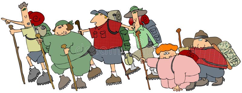 Grupo de caminhantes ilustração royalty free Grupo de caminhantes ilustração royalty free