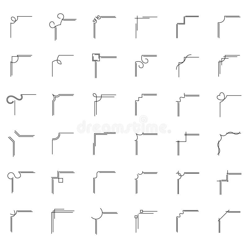 Conjunto de cantos decorativos simples, ilustração vetorial ilustração stock